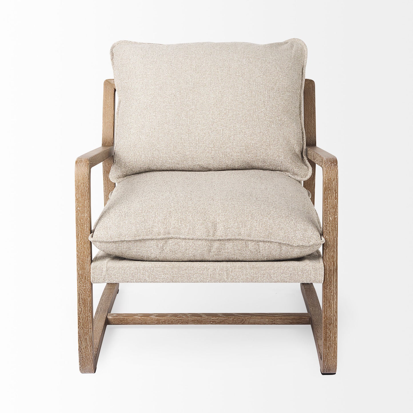 Brayden Accent Chair Beige Fabric | Light Brown Wood - accent-chairs