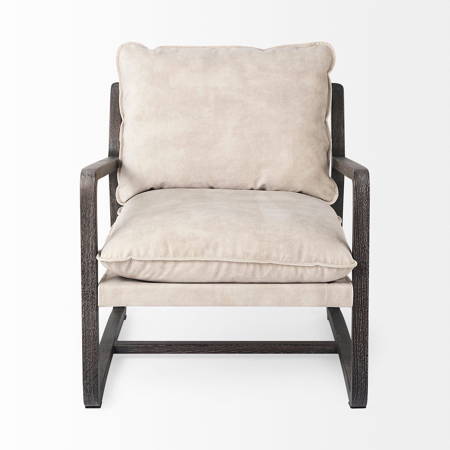 Brayden Accent Chair Cream Fabric | Dark Brown Wood - accent-chairs