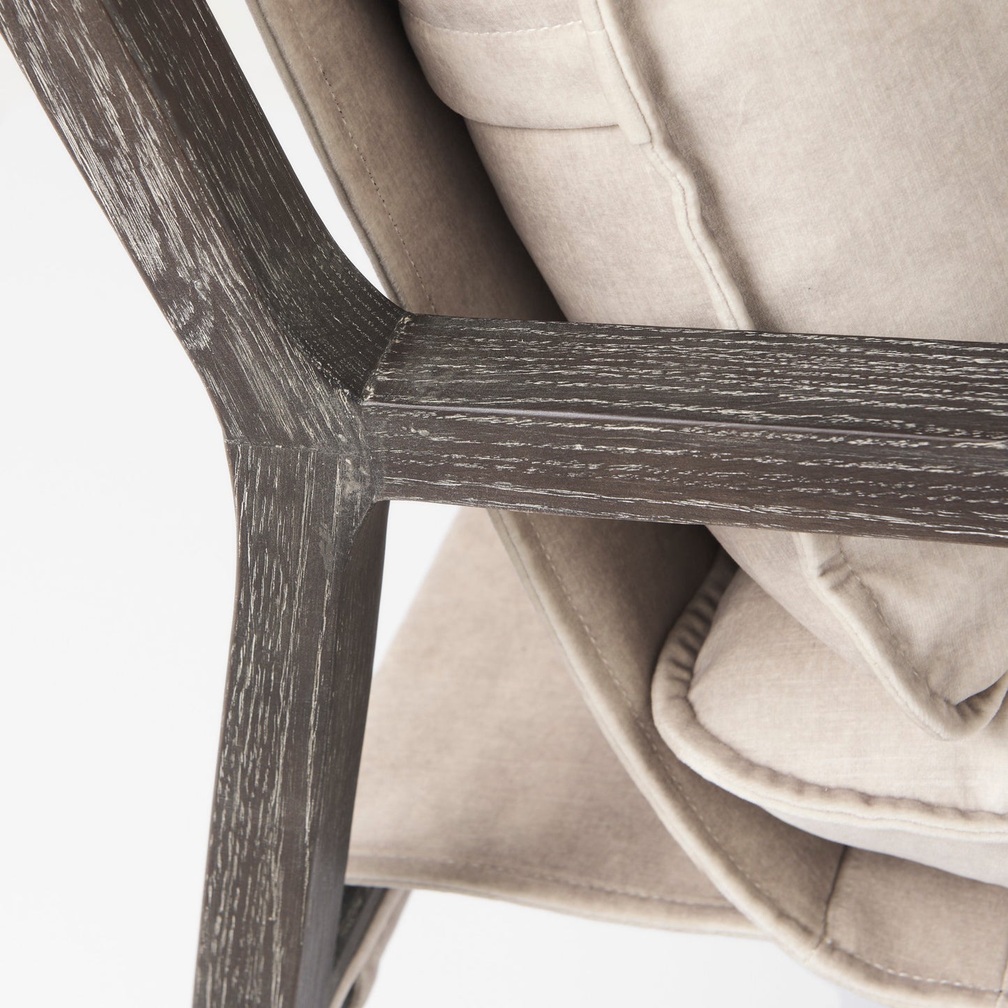 Brayden Accent Chair Cream Fabric | Dark Brown Wood - accent-chairs