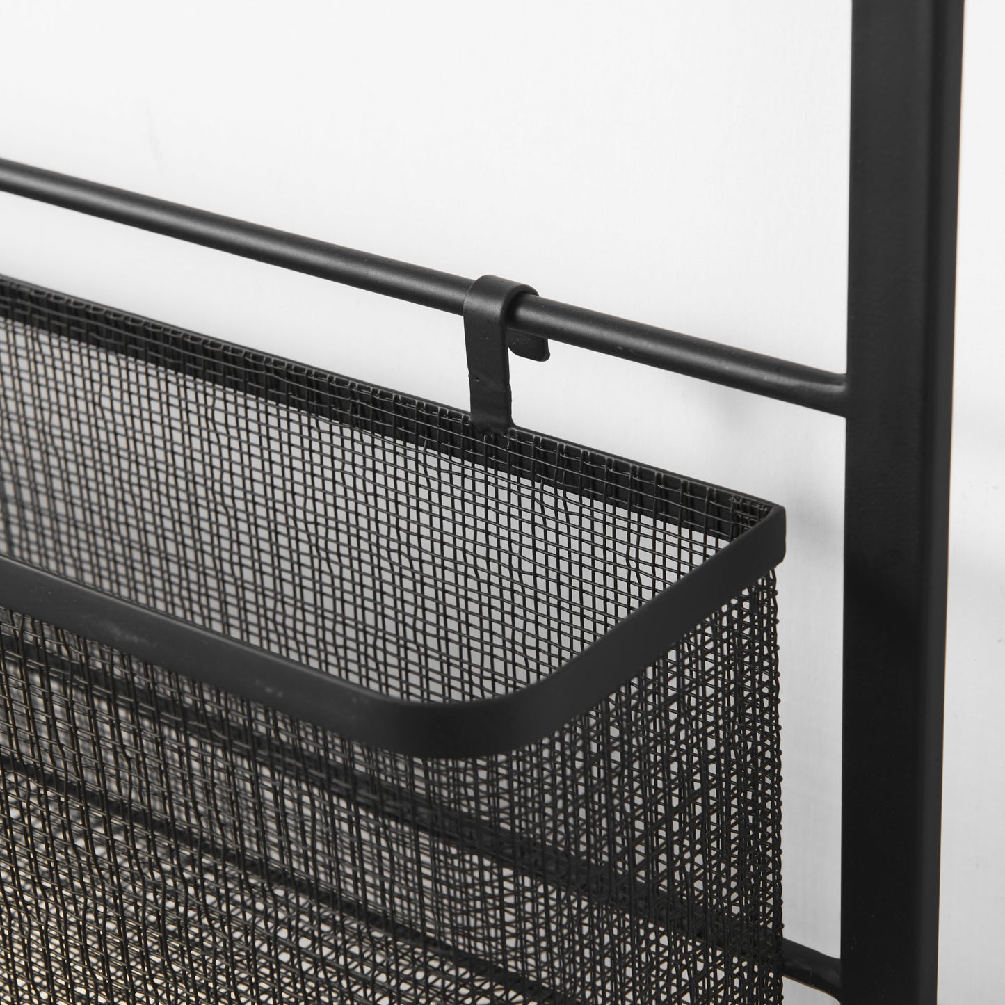 Macrinus 23.4L x 5.5W x 38.6H Black Metal W/Mesh Wall Mounted Shelf