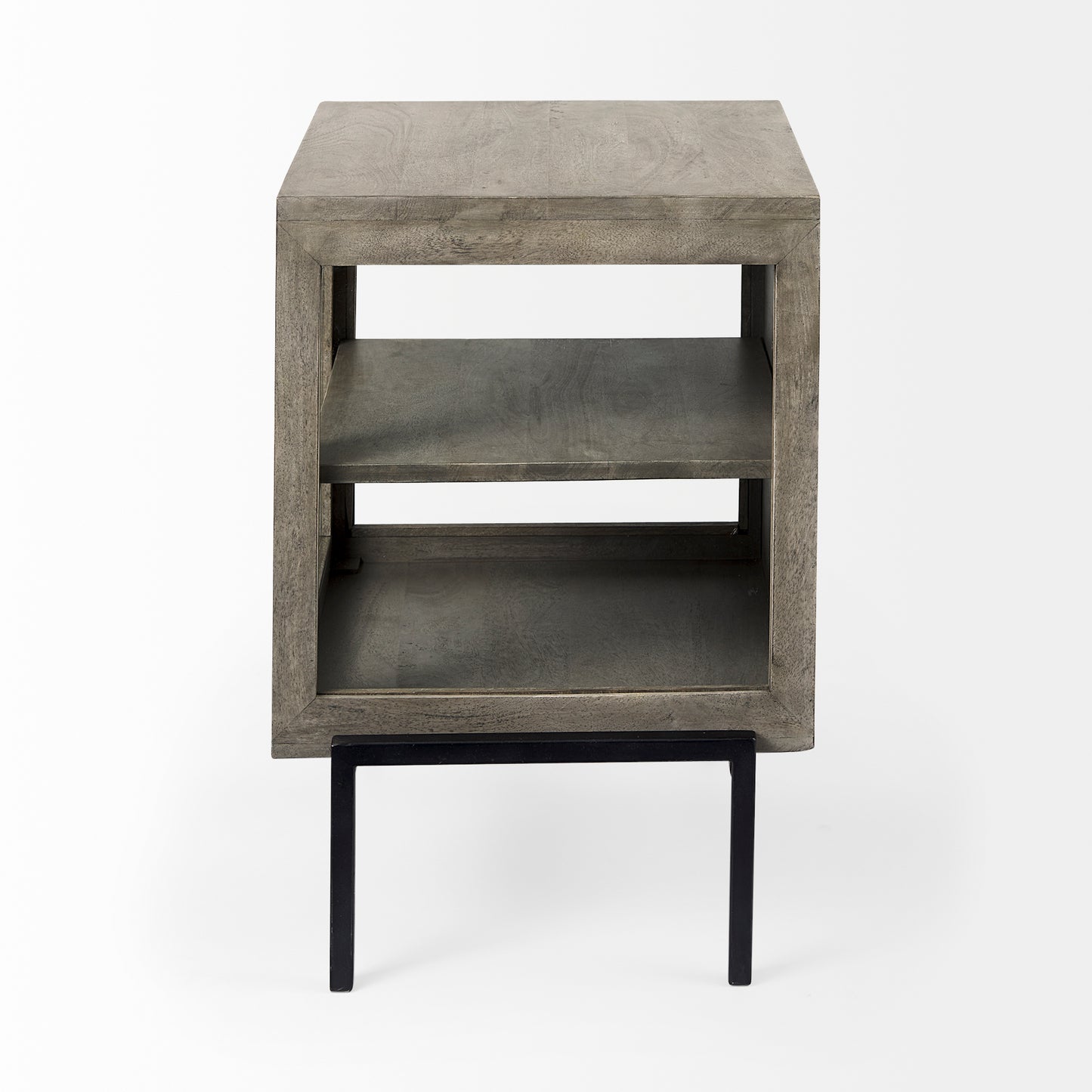 Arelius End Side Table Gray Wood | Black Metal - end-and-side-tables