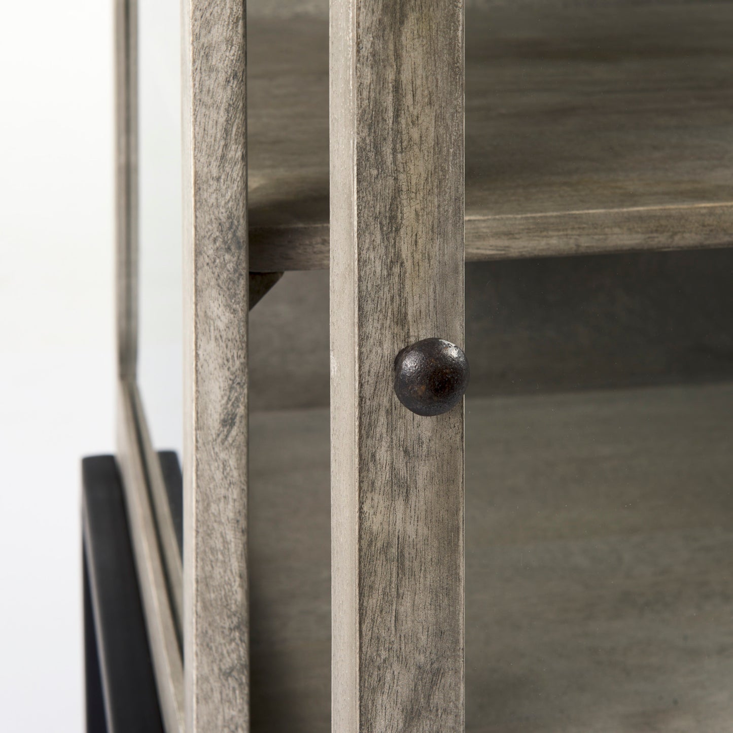 Arelius End Side Table Gray Wood | Black Metal - end-and-side-tables