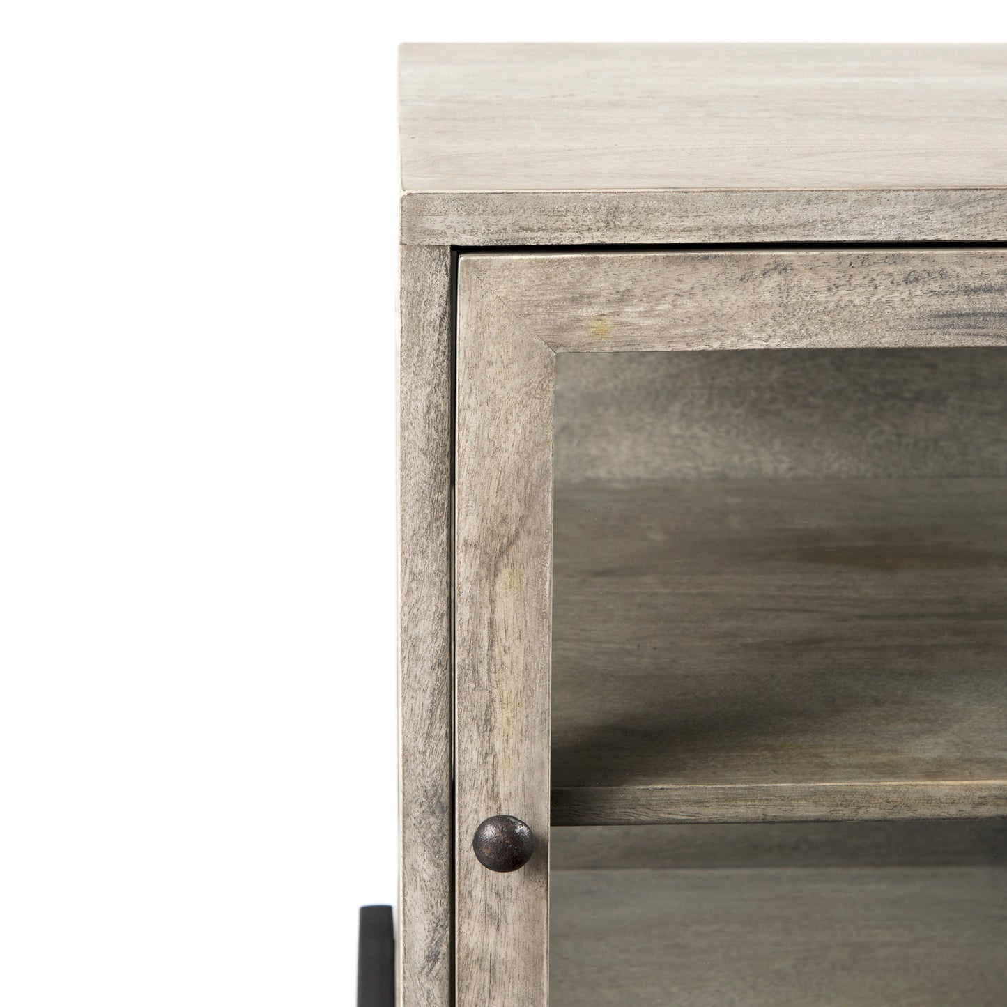Arelius End Side Table Gray Wood | Black Metal - end-and-side-tables