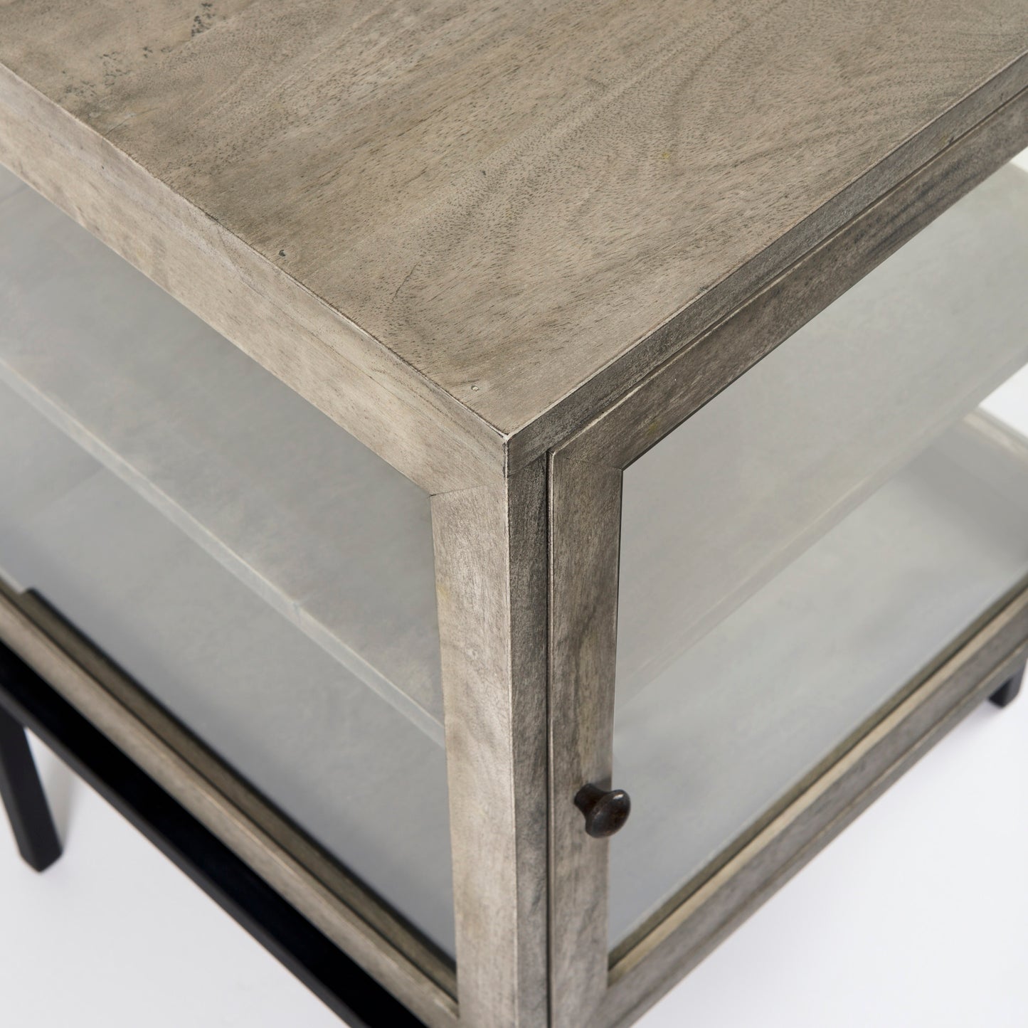 Arelius End Side Table Gray Wood | Black Metal - end-and-side-tables