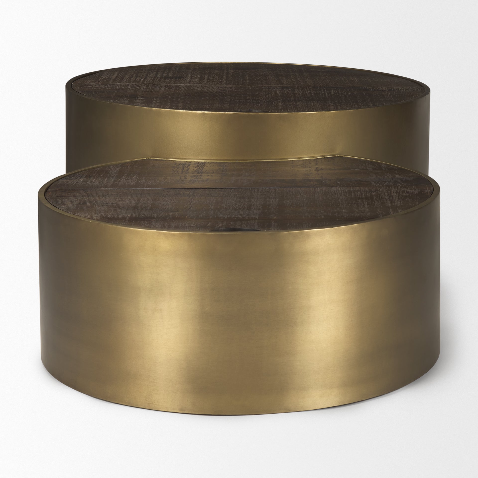 Eclipse Coffee Table Antique Brass Metal | Brown Wood - coffee-tables