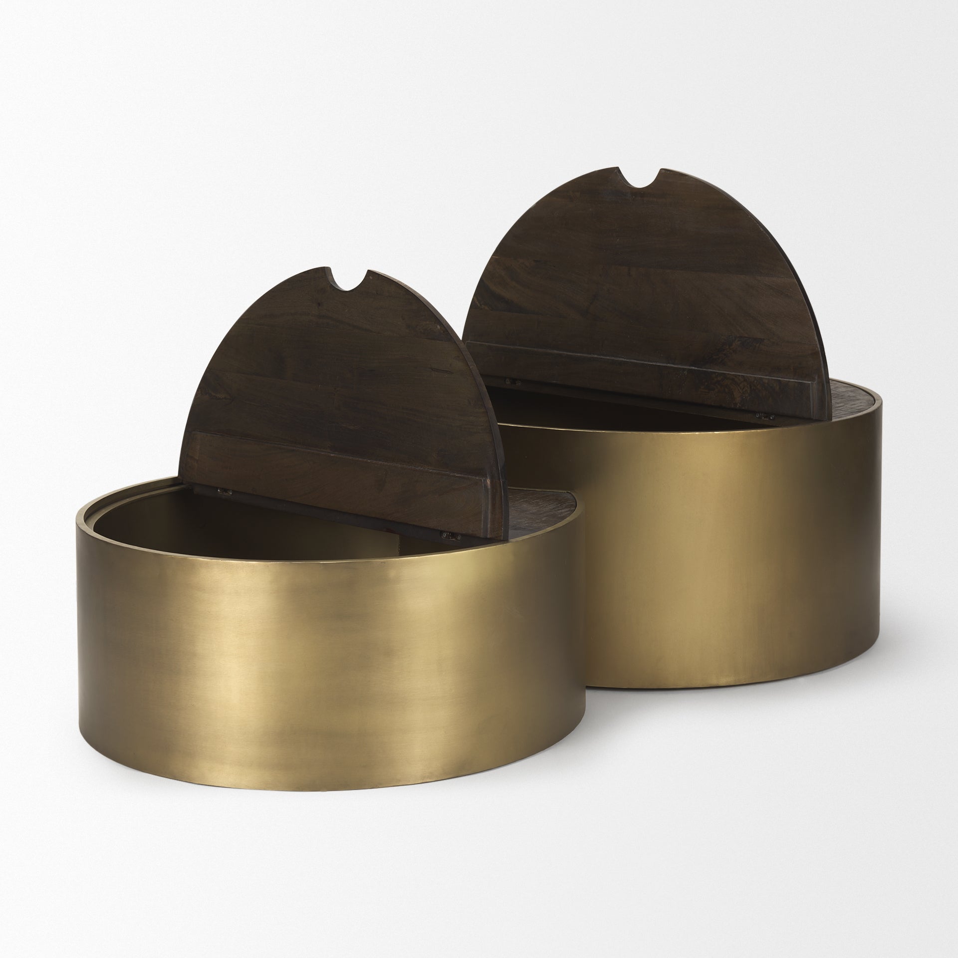 Eclipse Coffee Table Antique Brass Metal | Brown Wood - coffee-tables