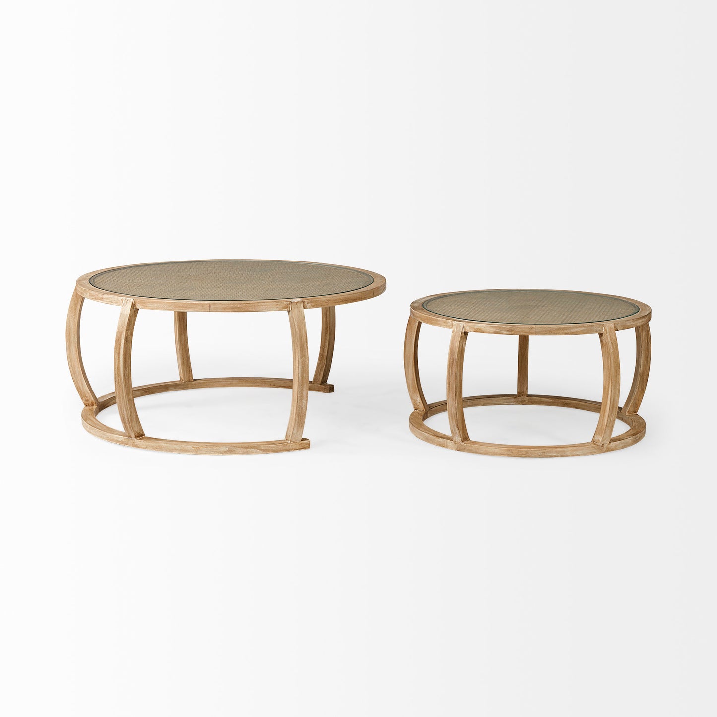 Hubbard Coffee Table Brown Cane | Glass - coffee-tables