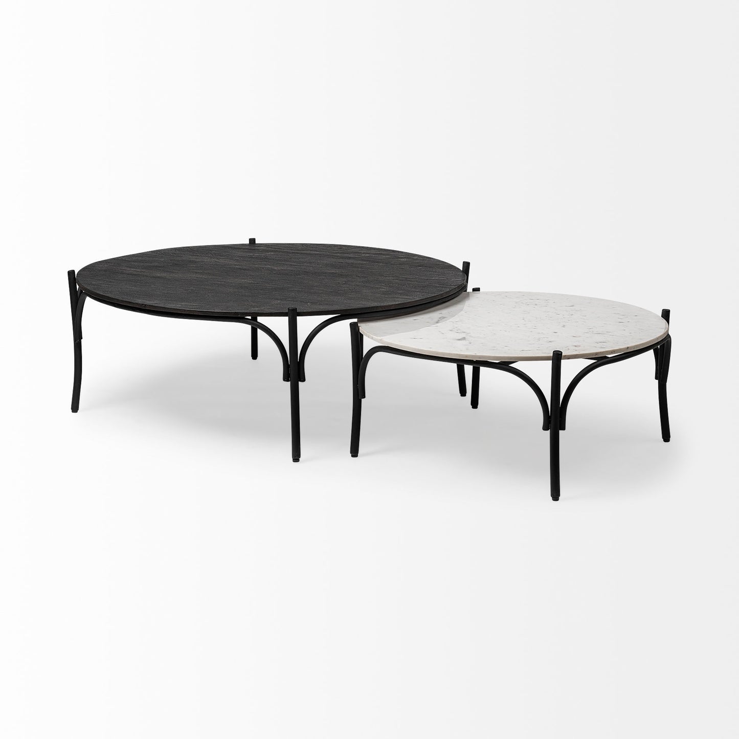 Etienne Coffee Table White Marble | Black Metal - coffee-tables