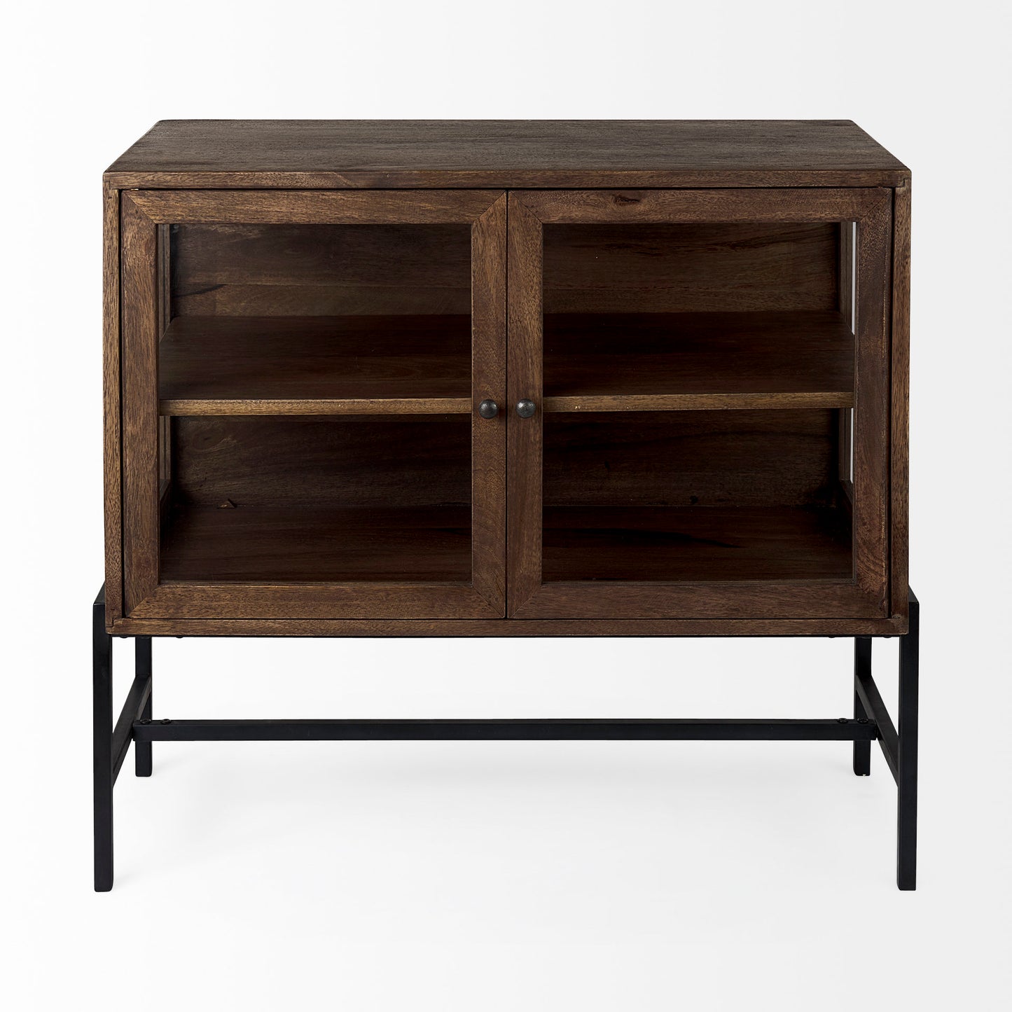 Arelius Accent Cabinet Medium Brown Wood | Black Metal - acc-chest-cabinets