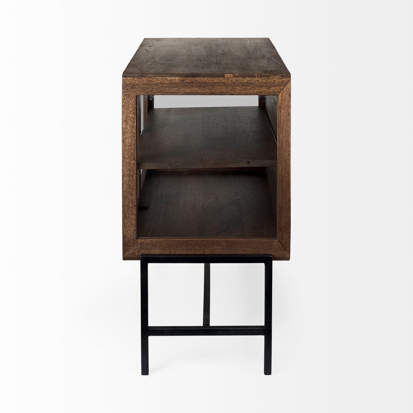 Arelius Accent Cabinet Medium Brown Wood | Black Metal - acc-chest-cabinets