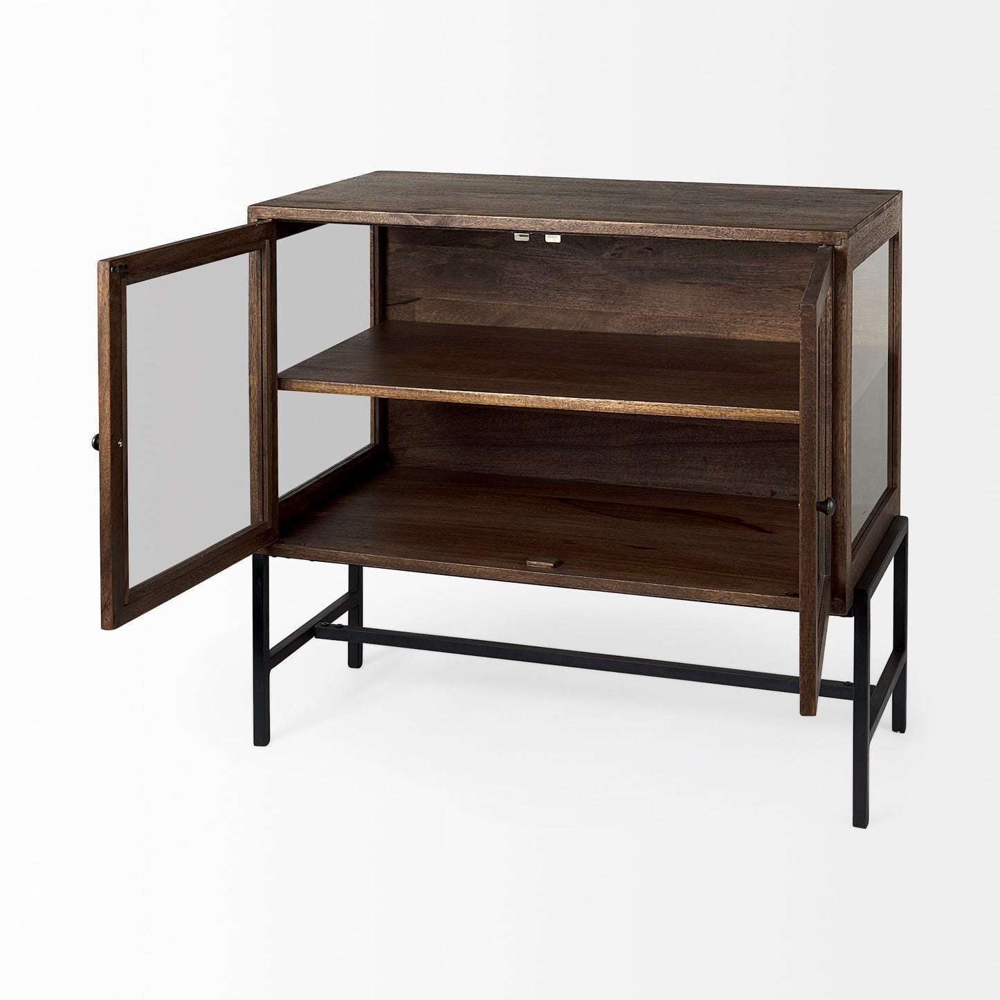 Arelius Accent Cabinet Medium Brown Wood | Black Metal - acc-chest-cabinets