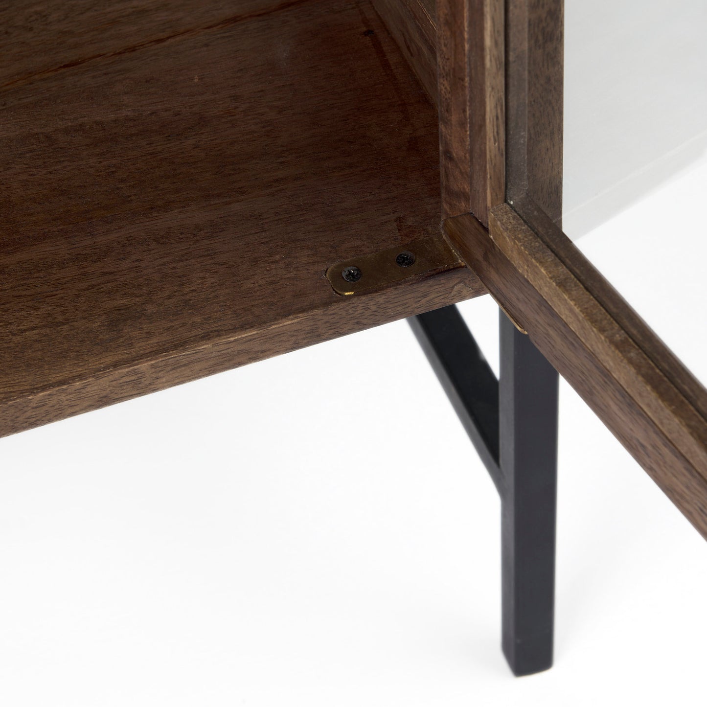 Arelius Accent Cabinet Medium Brown Wood | Black Metal - acc-chest-cabinets