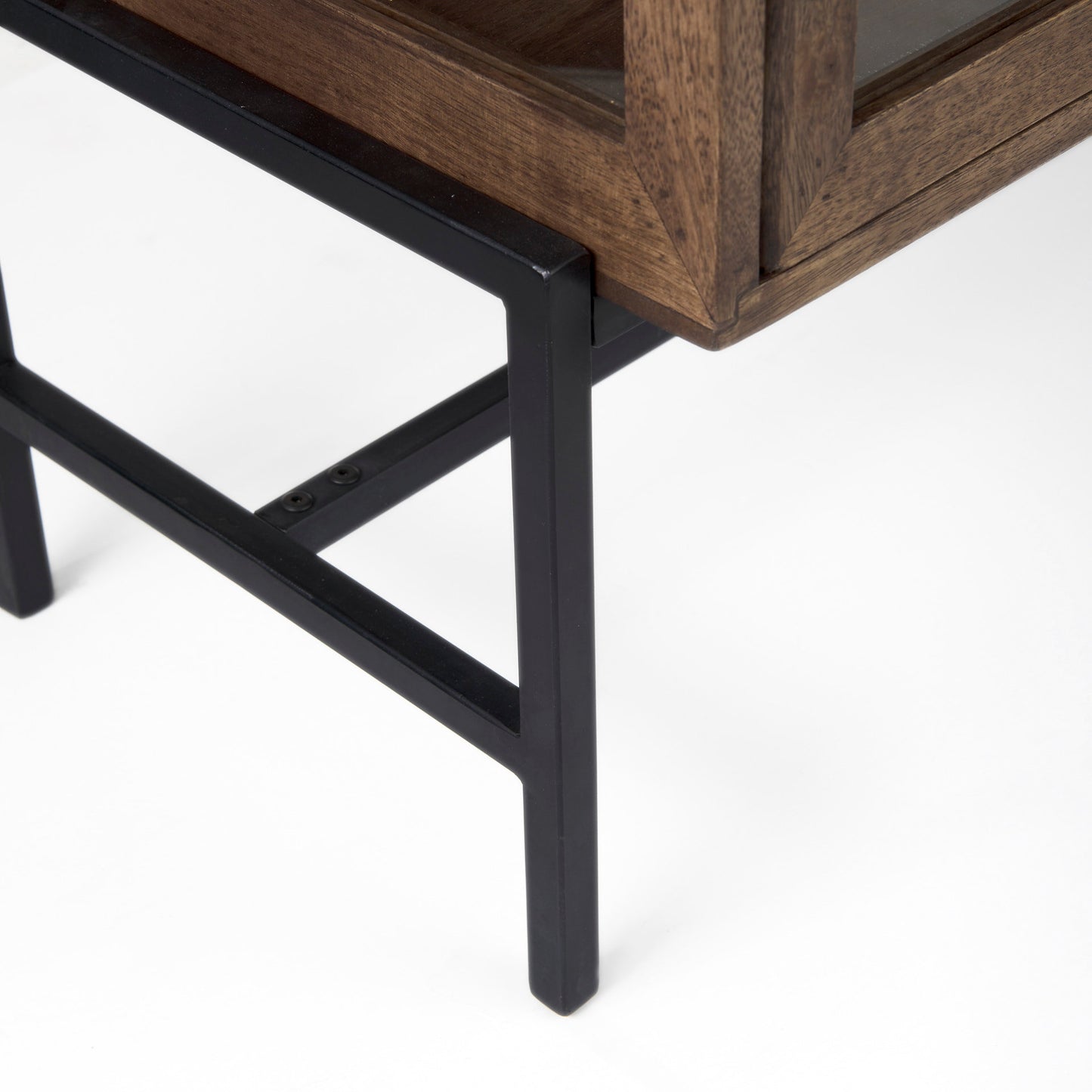 Arelius Accent Cabinet Medium Brown Wood | Black Metal - acc-chest-cabinets