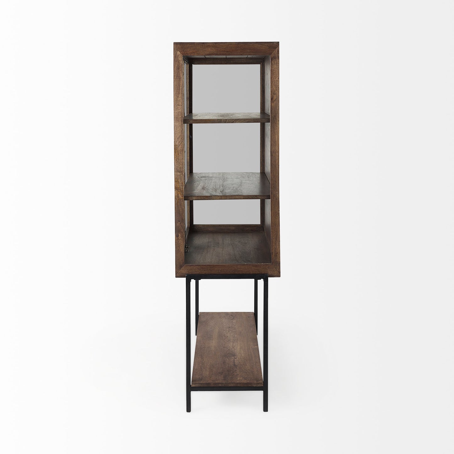 Arelius Cabinet Medium Brown Wood | Black Metal - cabinets
