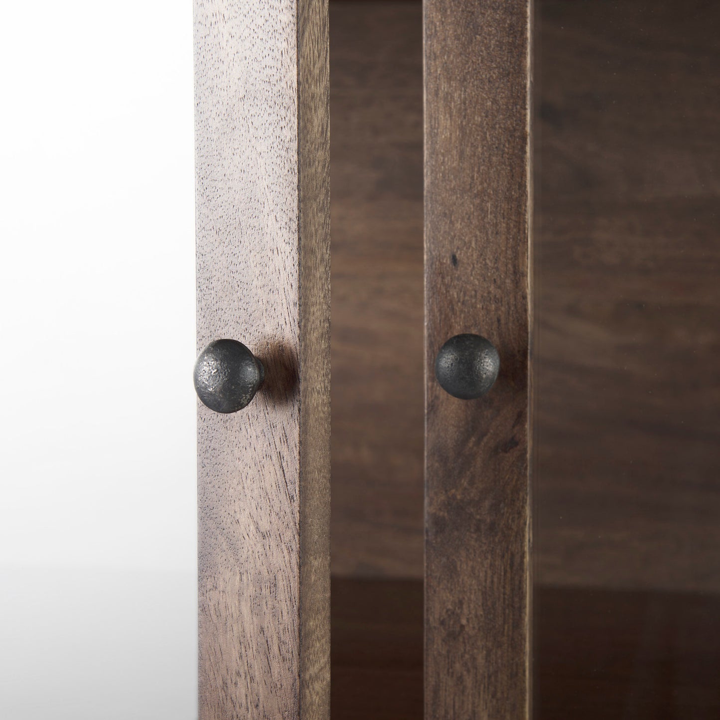 Arelius Cabinet Medium Brown Wood | Black Metal - cabinets