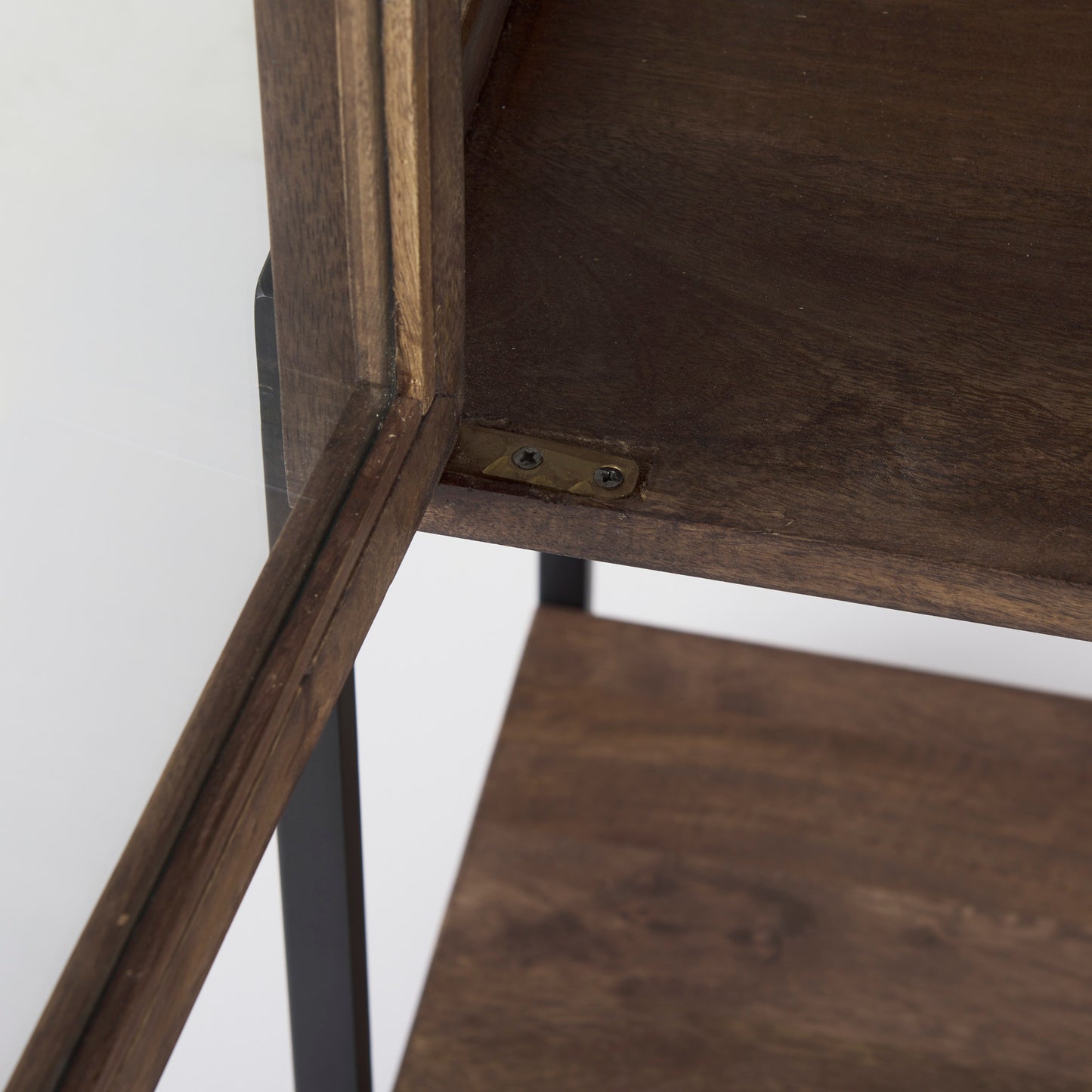 Arelius Cabinet Medium Brown Wood | Black Metal - cabinets