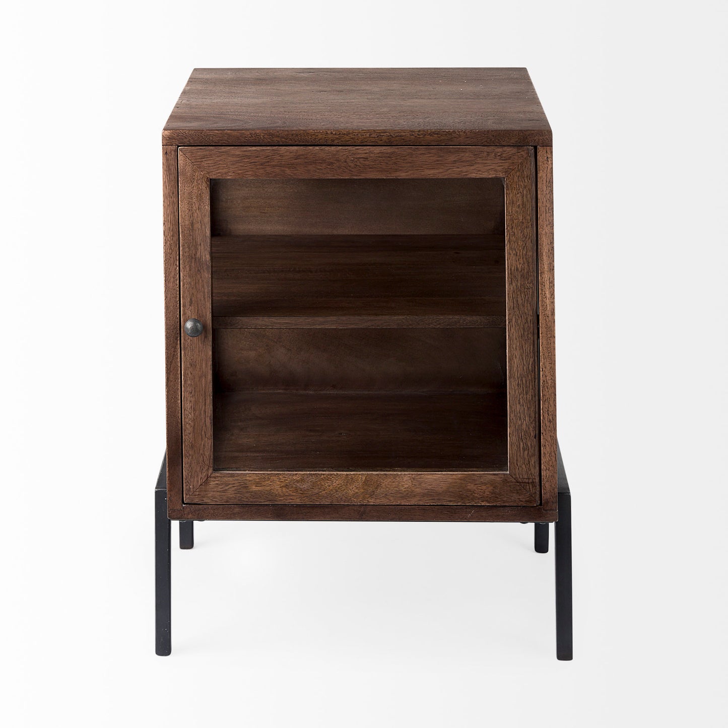 Arelius End Side Table Medium Brown Wood | Black Metal - end-and-side-tables