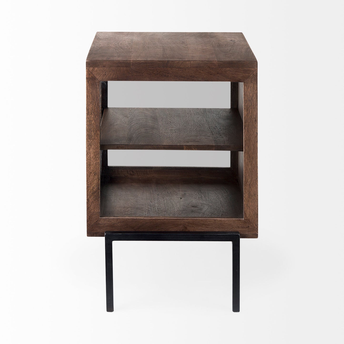 Arelius End Side Table Medium Brown Wood | Black Metal - end-and-side-tables
