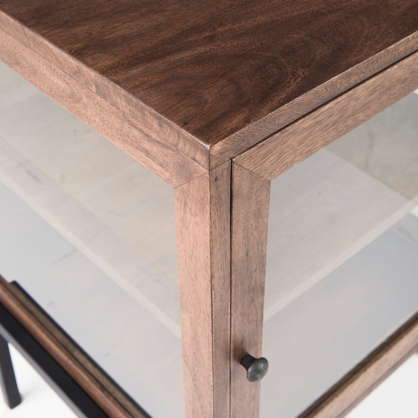 Arelius End Side Table Medium Brown Wood | Black Metal - end-and-side-tables