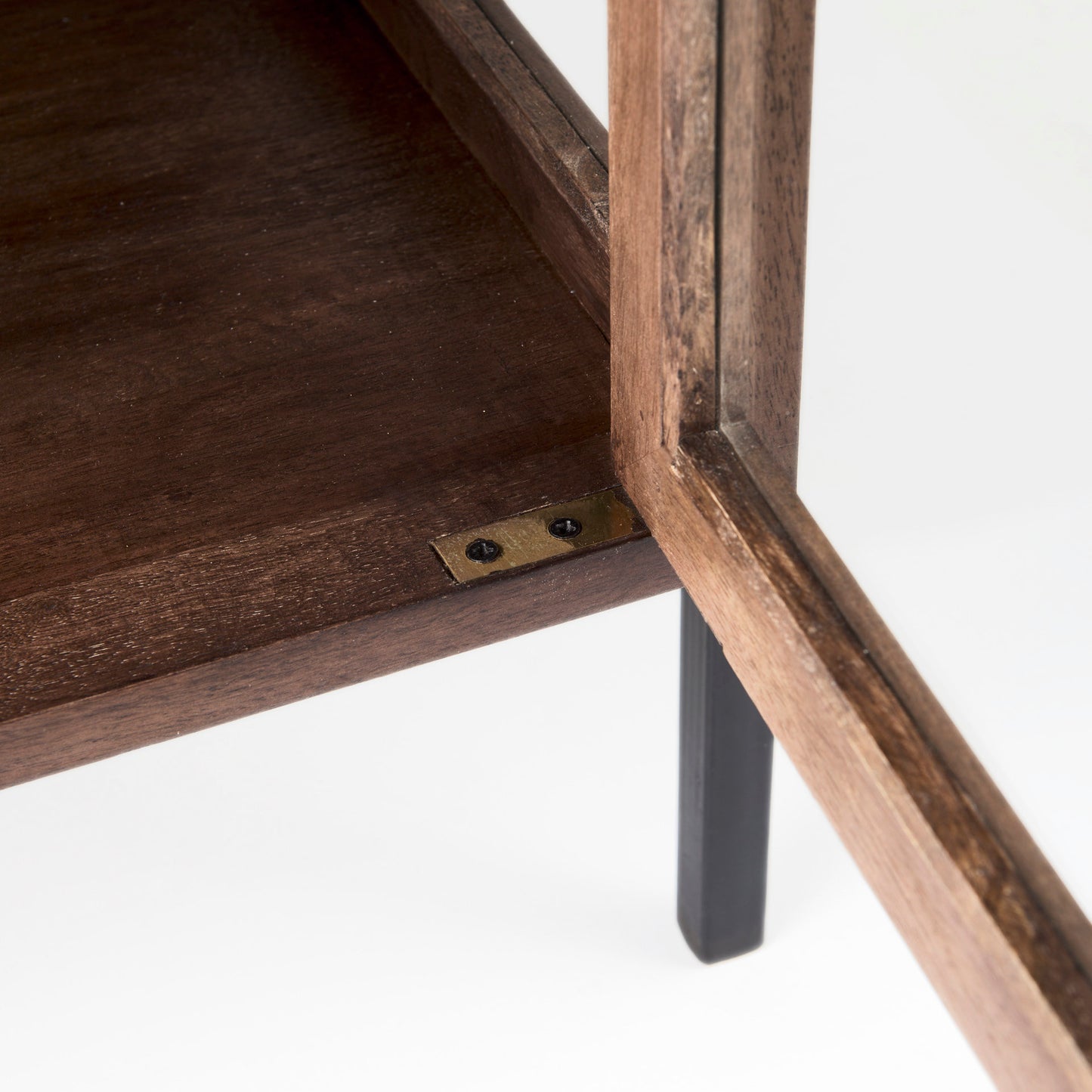 Arelius End Side Table Medium Brown Wood | Black Metal - end-and-side-tables