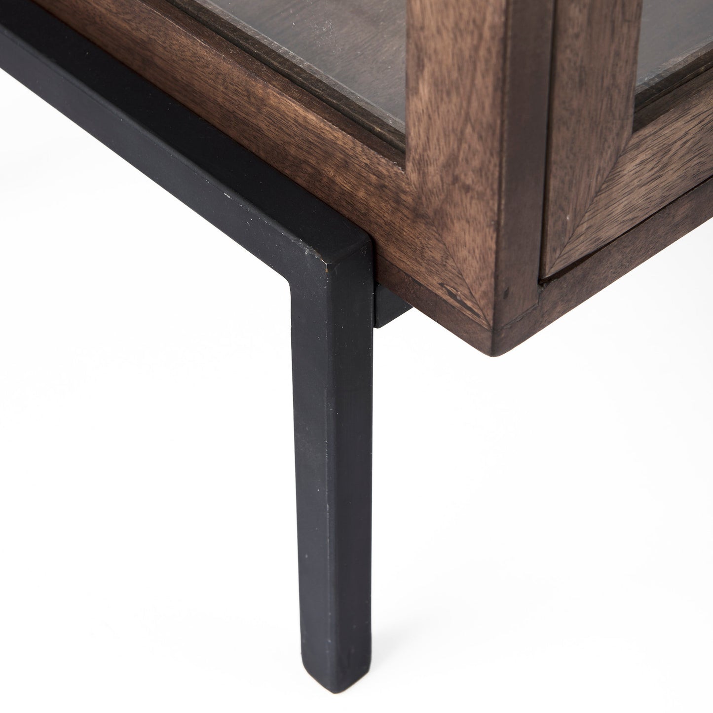 Arelius End Side Table Medium Brown Wood | Black Metal - end-and-side-tables
