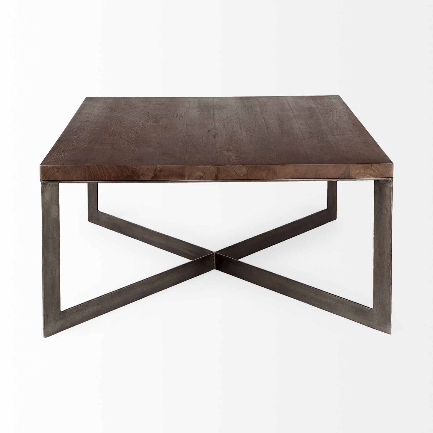 Faye Coffee Table Dark Brown Wood | Nickel Metal - coffee-tables