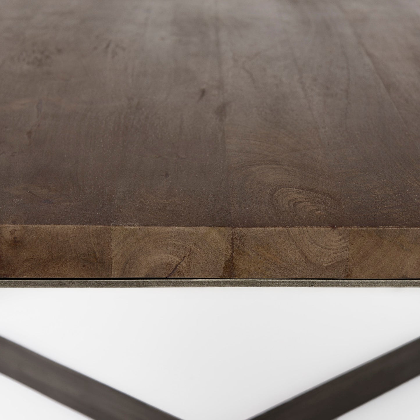 Faye Coffee Table Dark Brown Wood | Nickel Metal - coffee-tables