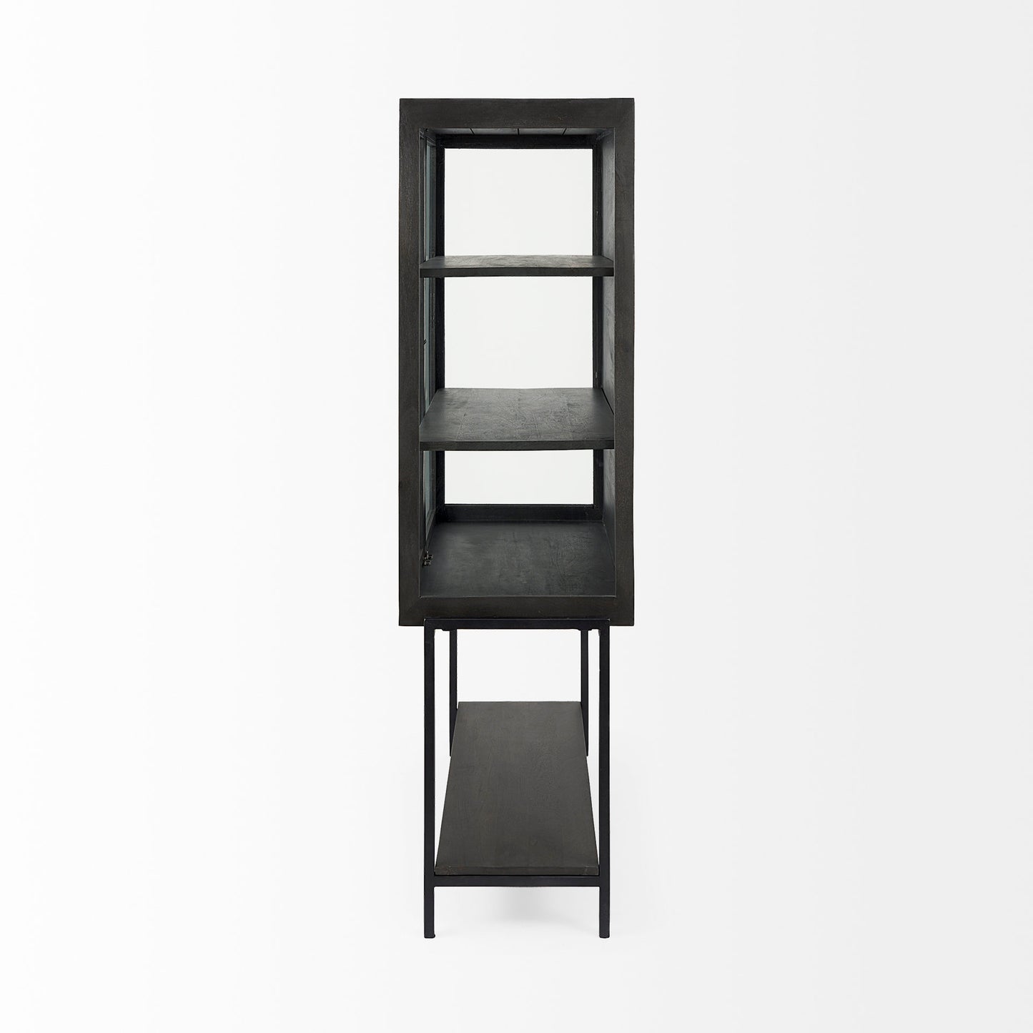 Arelius Cabinet Black-Brown Wood | Black Metal - cabinets