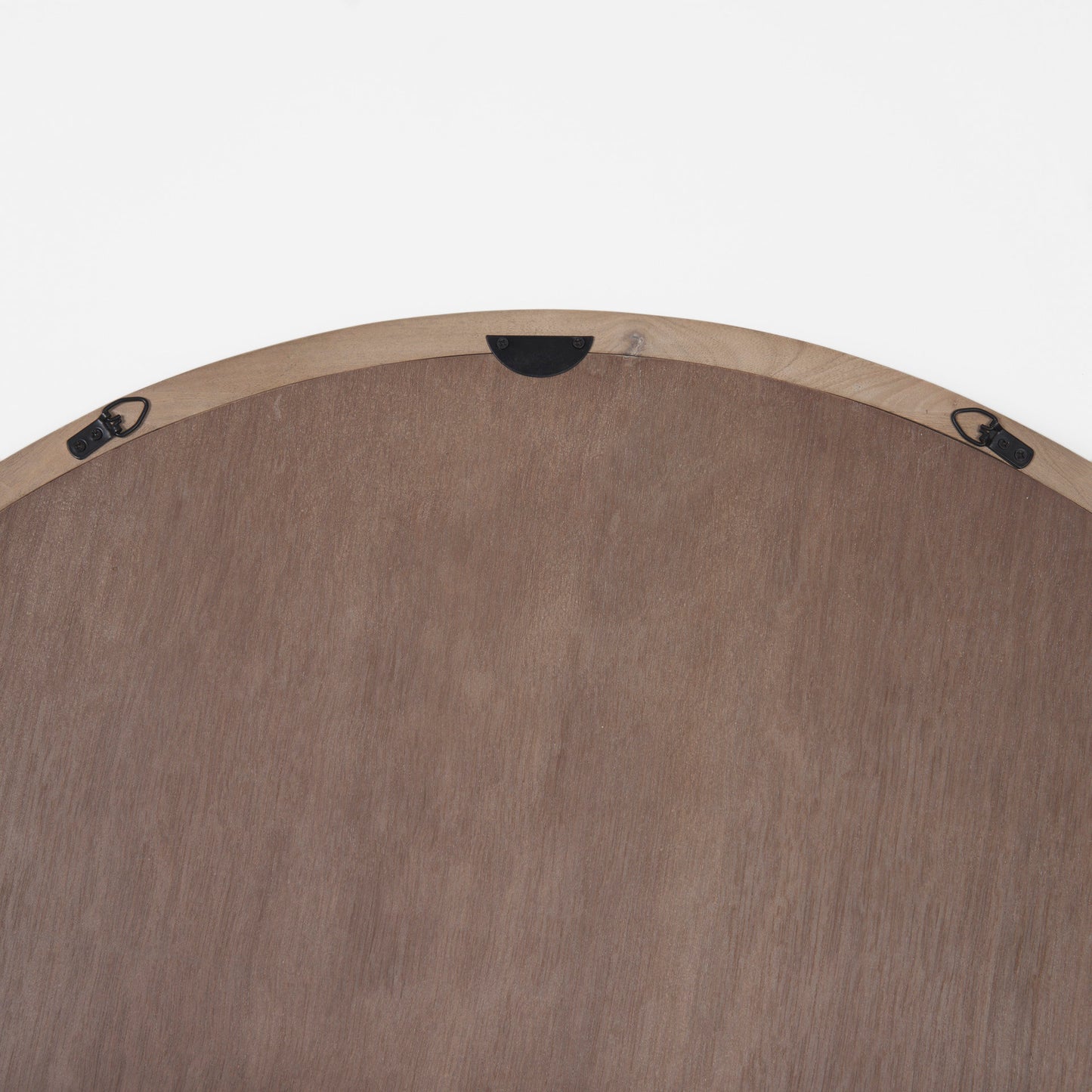Gambit 46" Round Light Brown Wood Frame Wall Mirror