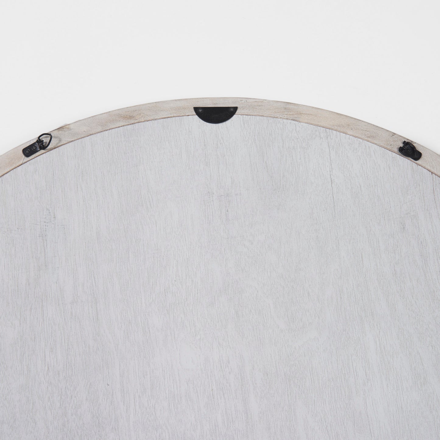 Gambit 46" Round White Wash Wood Frame Wall Mirror