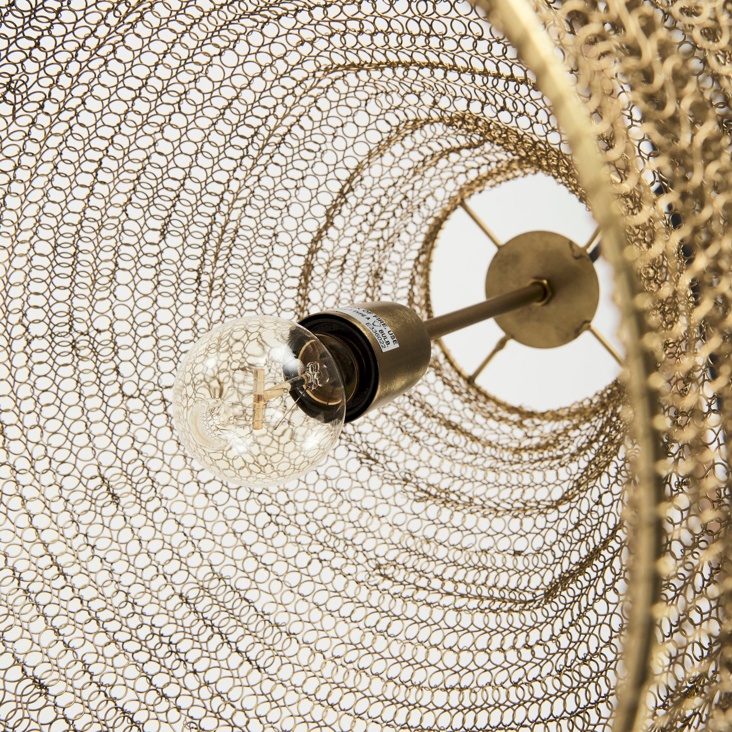 Halycon 16.0L x 16.0W x 20.0H Gold Mesh and Iron Pendant Light