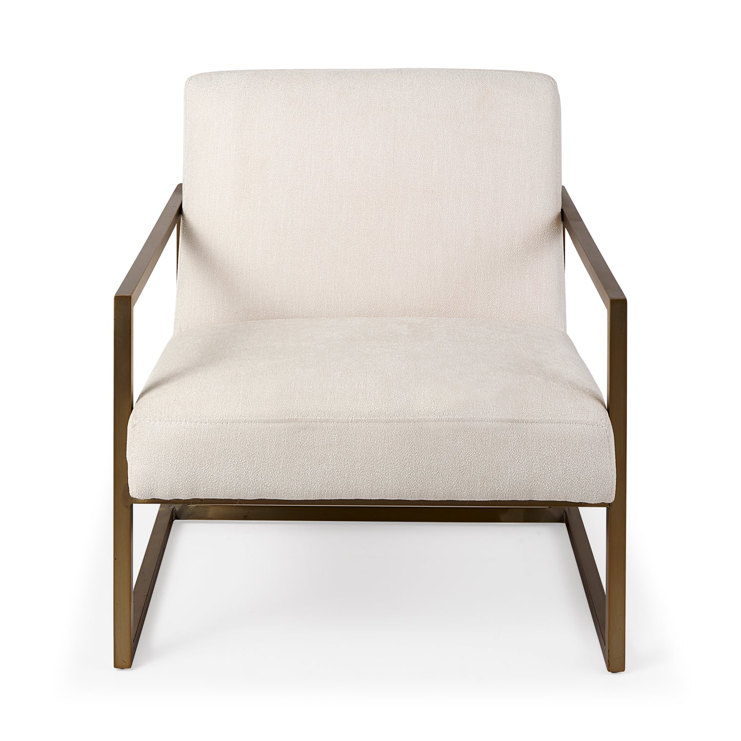Armelle Upholstered Accent Chair Cream Fabric | Gold Metal - accent-chairs