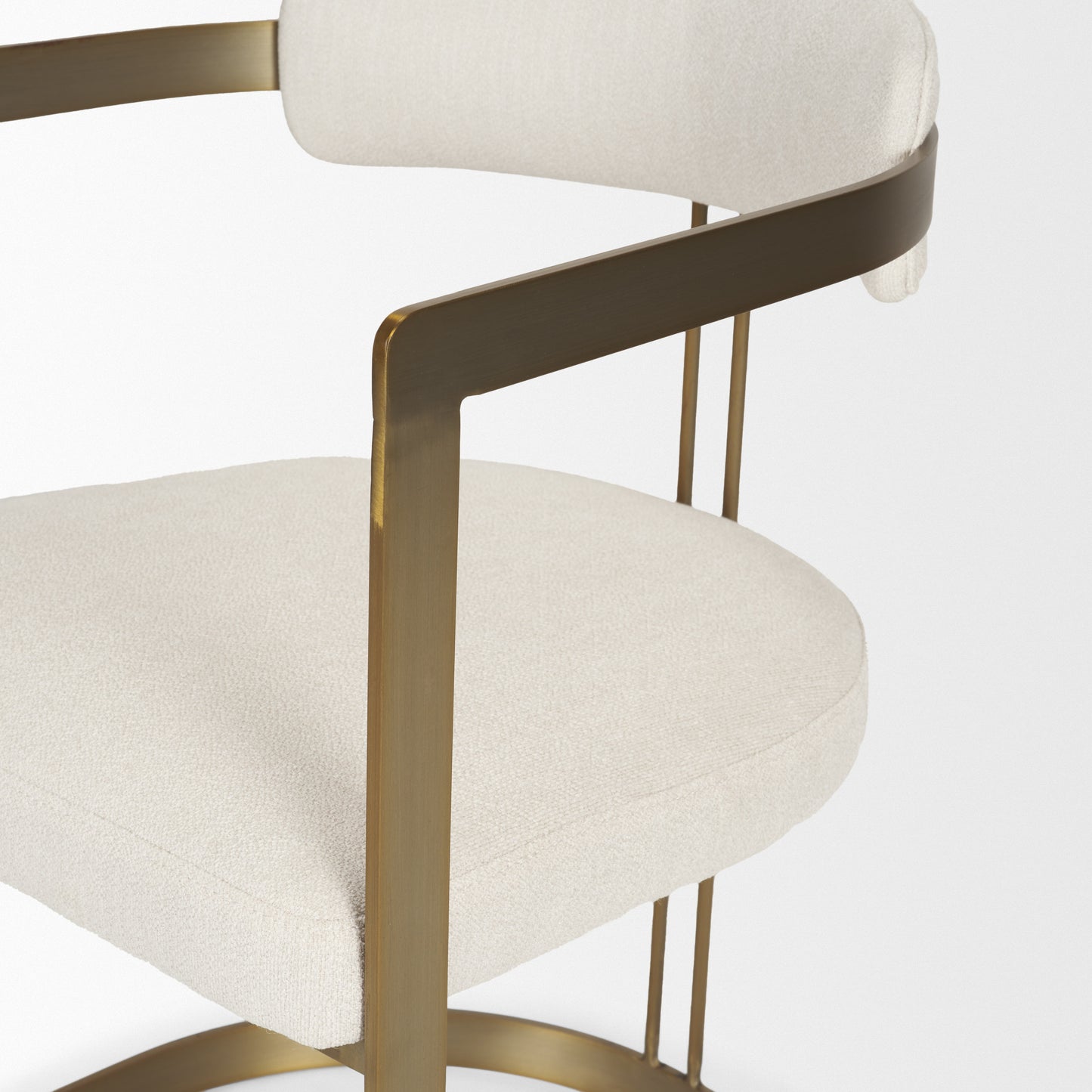 Hollyfield Upholstered Dining Chair Cream Fabric | Gold Metal - dining-chairs