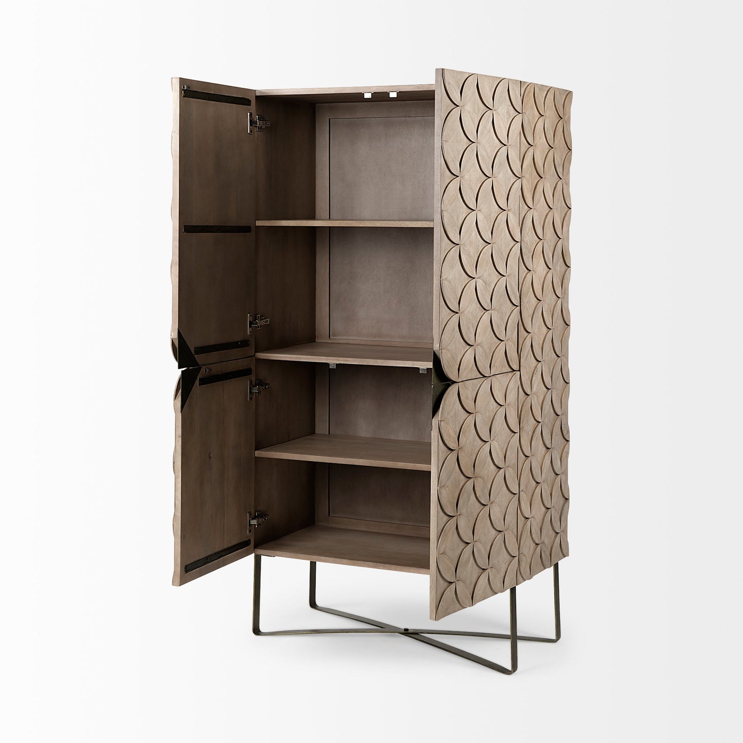 Excelsior Cabinet Brown Wood | Gold Metal - cabinets