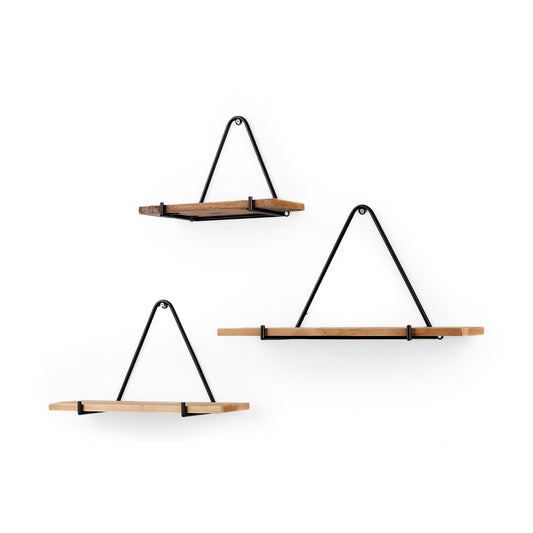 Khufu Wall Furniture Brown Wood | Black Metal - wall-furniture