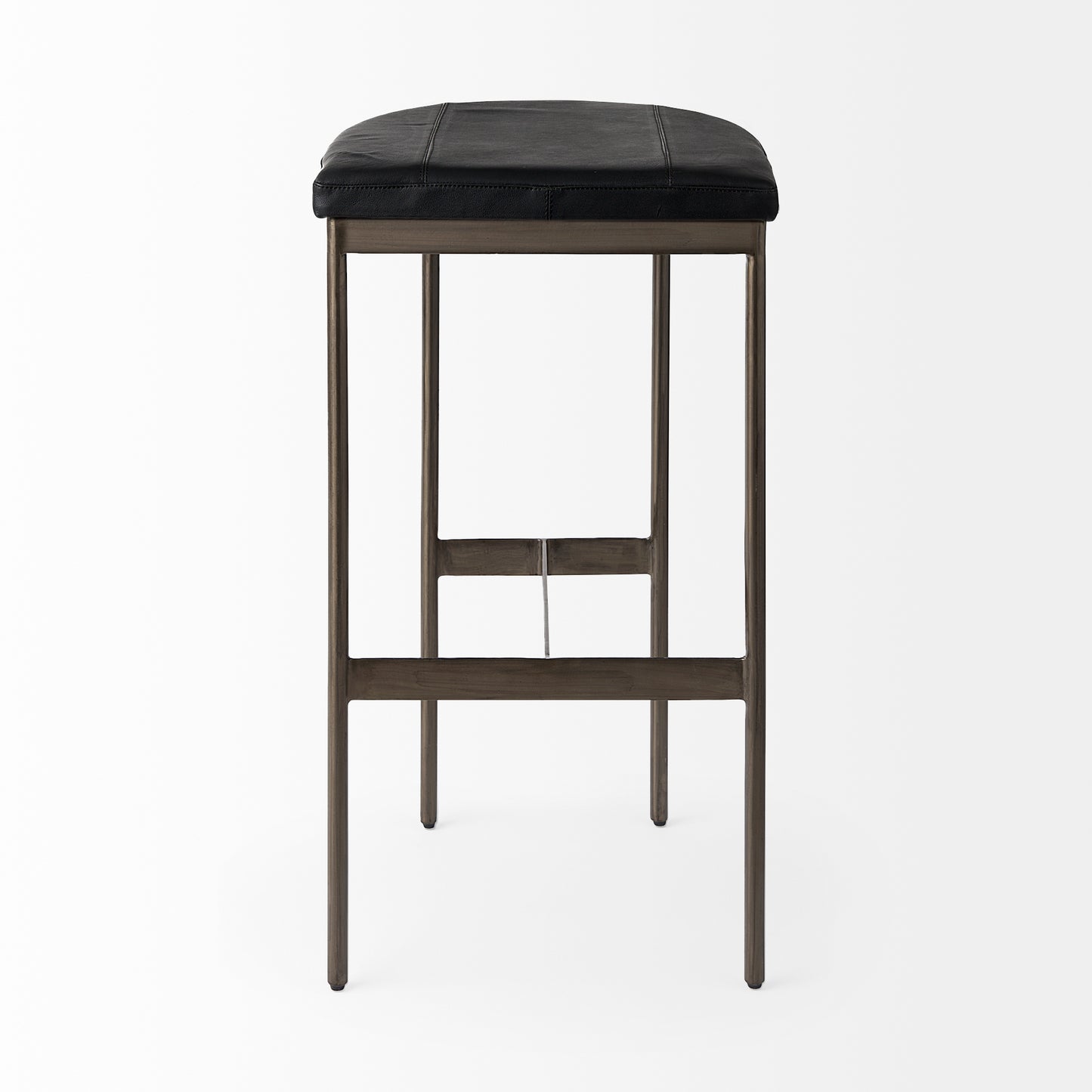 Millie Bar Counter Stool Black Leather | Nickel Metal | Bar - bar-stools