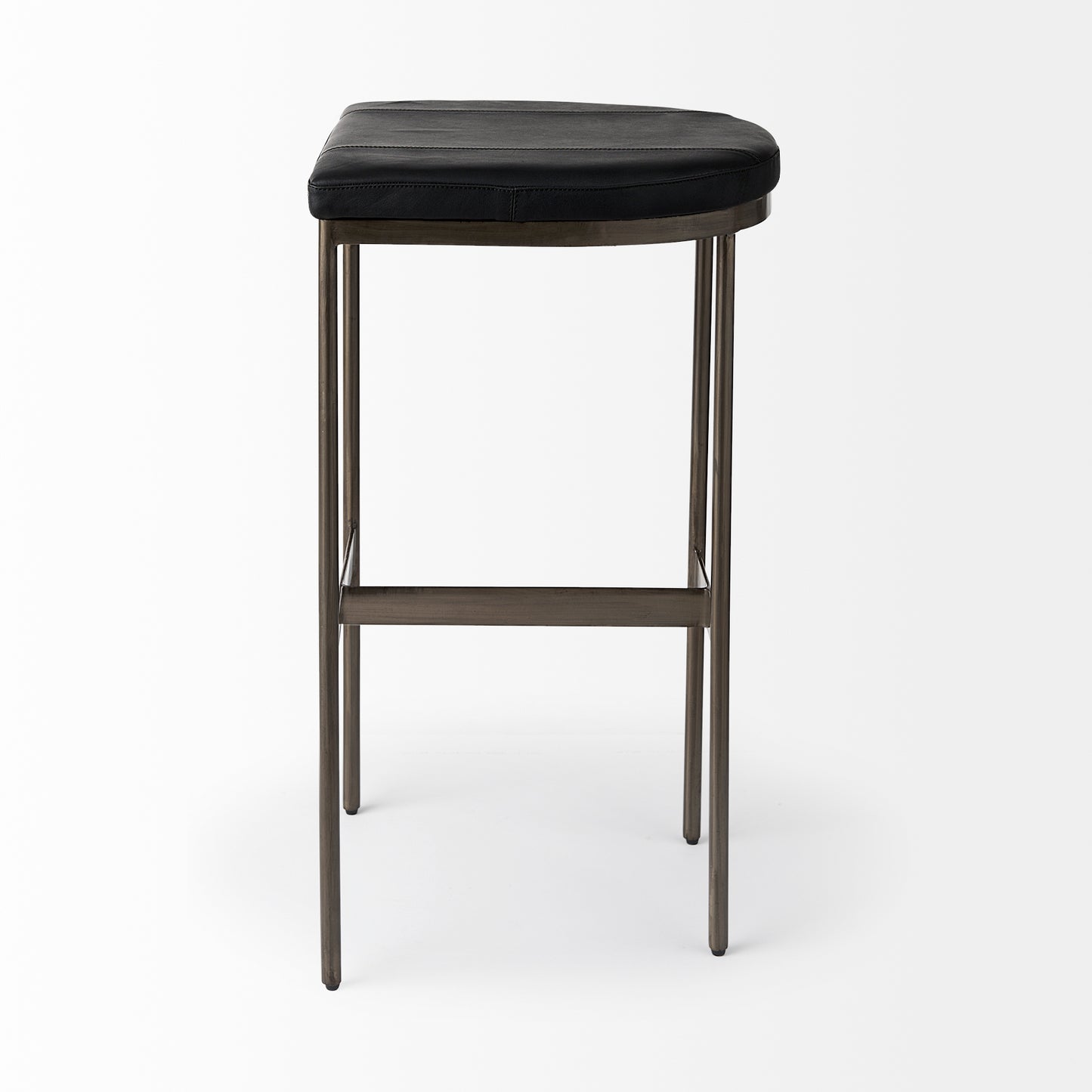 Millie Bar Counter Stool Black Leather | Nickel Metal | Bar - bar-stools