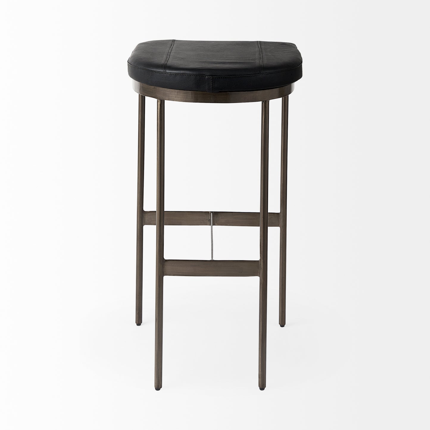 Millie Bar Counter Stool Black Leather | Nickel Metal | Bar - bar-stools