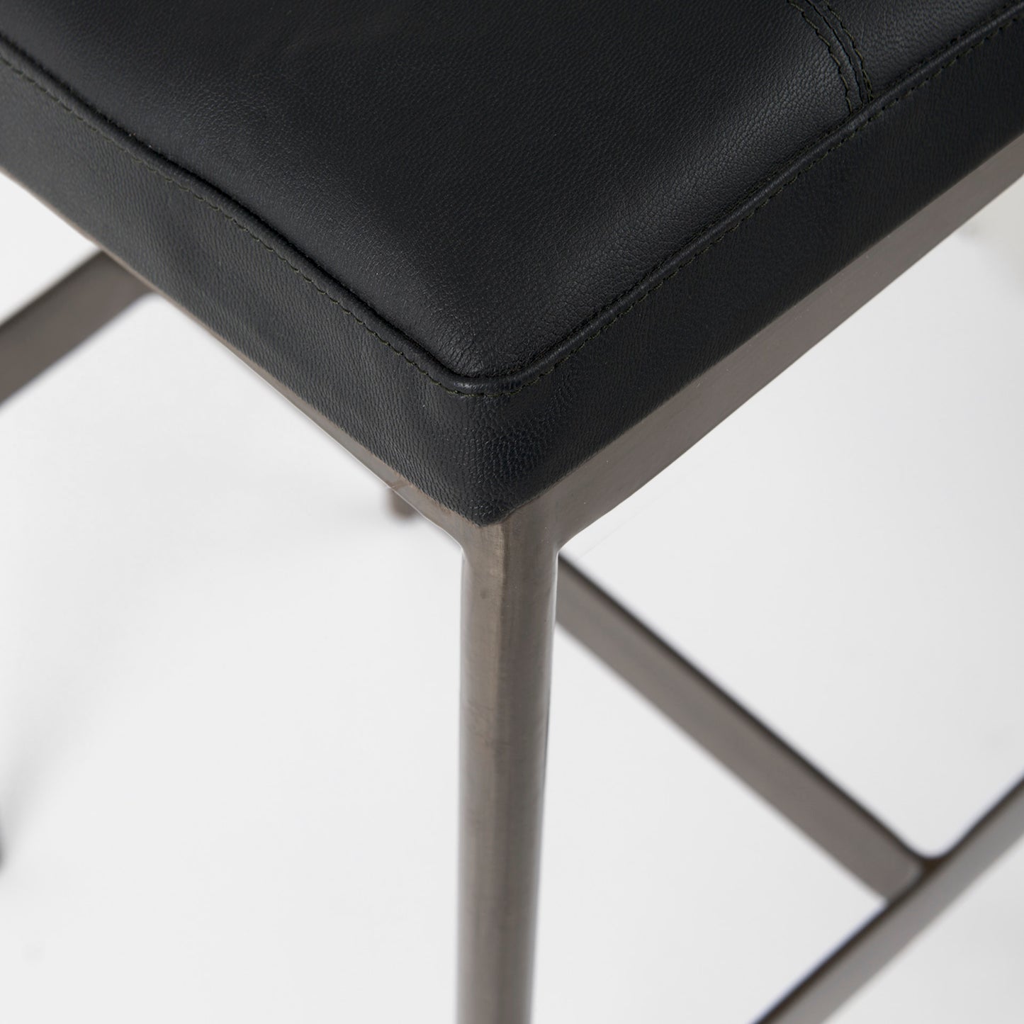 Millie Bar Counter Stool Black Leather | Nickel Metal | Bar - bar-stools
