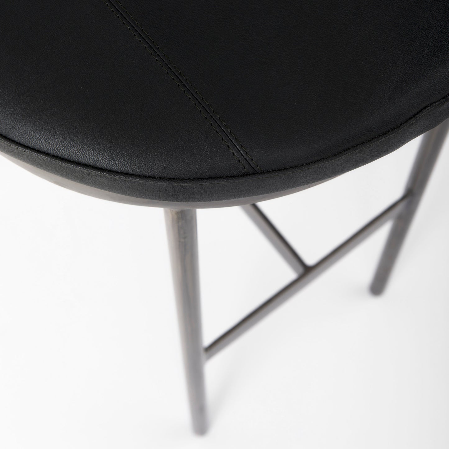 Millie Bar Counter Stool Black Leather | Nickel Metal | Bar - bar-stools
