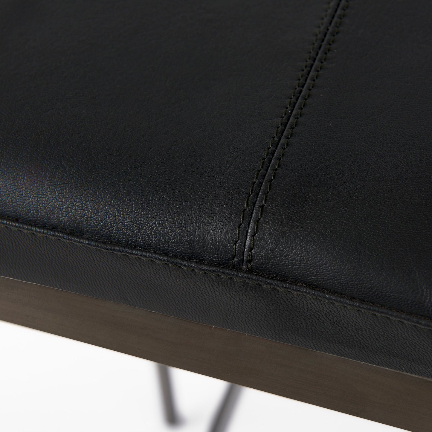 Millie Bar Counter Stool Black Leather | Nickel Metal | Bar - bar-stools