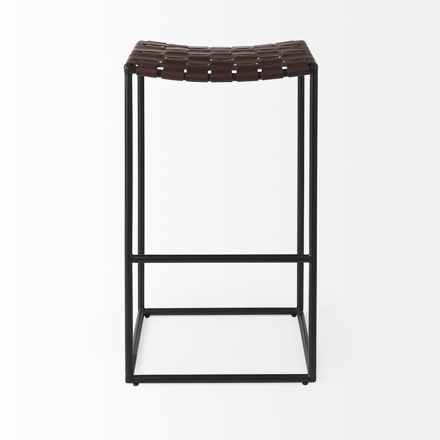 Clarissa Bar Counter Stool Brown Leather | Black Metal | Bar - bar-stools