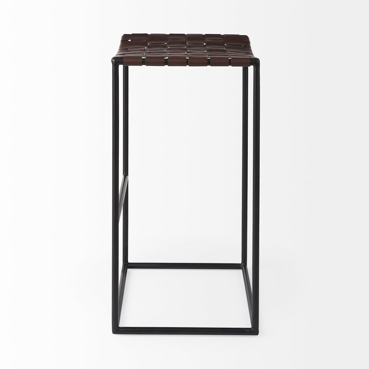 Clarissa Bar Counter Stool Brown Leather | Black Metal | Bar - bar-stools