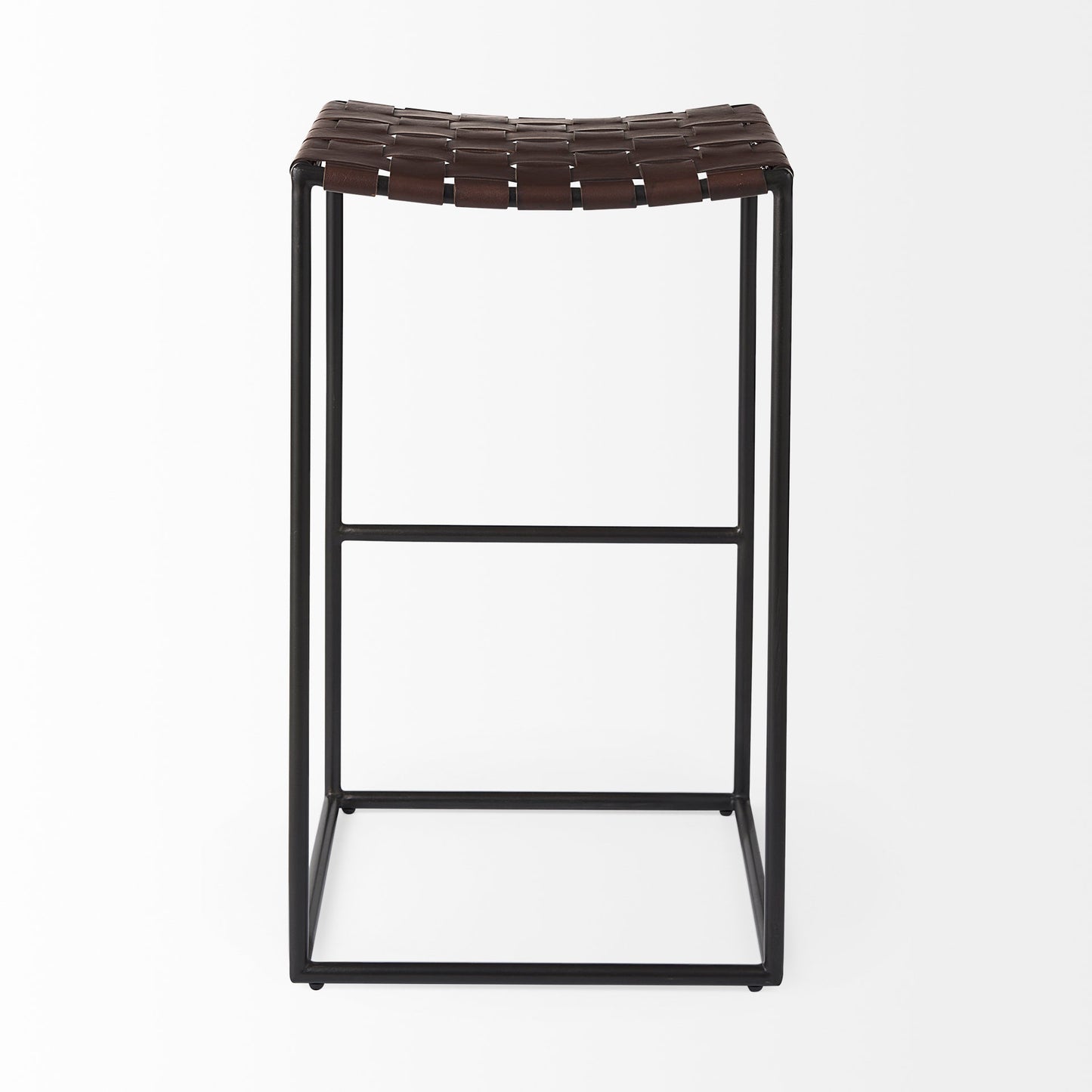Clarissa Bar Counter Stool Brown Leather | Black Metal | Bar - bar-stools