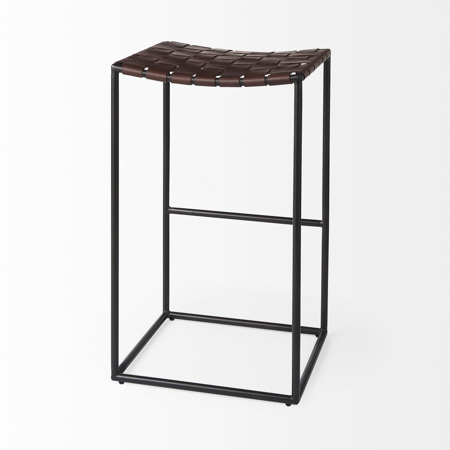 Clarissa Bar Counter Stool Brown Leather | Black Metal | Bar - bar-stools
