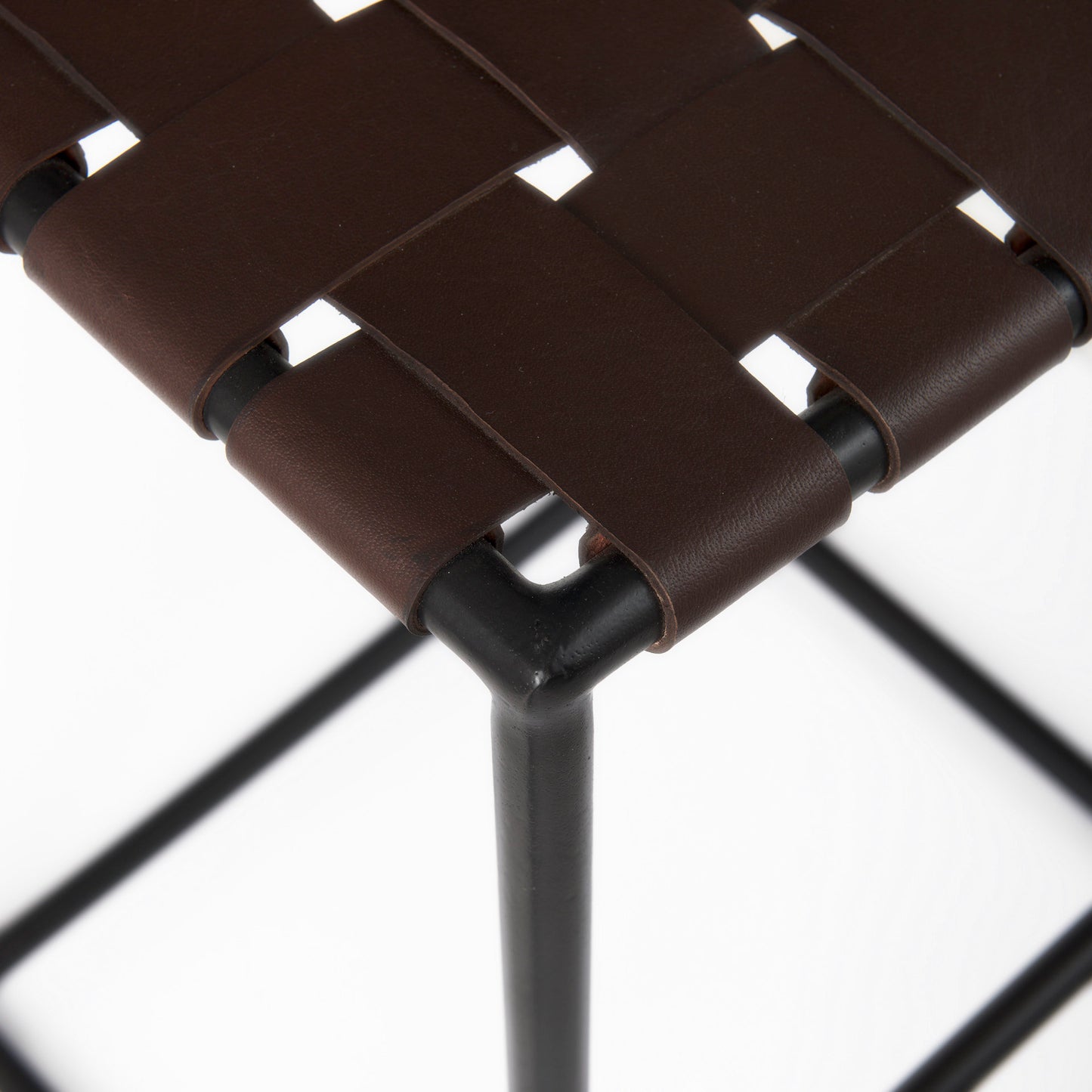 Clarissa Bar Counter Stool Brown Leather | Black Metal | Bar - bar-stools