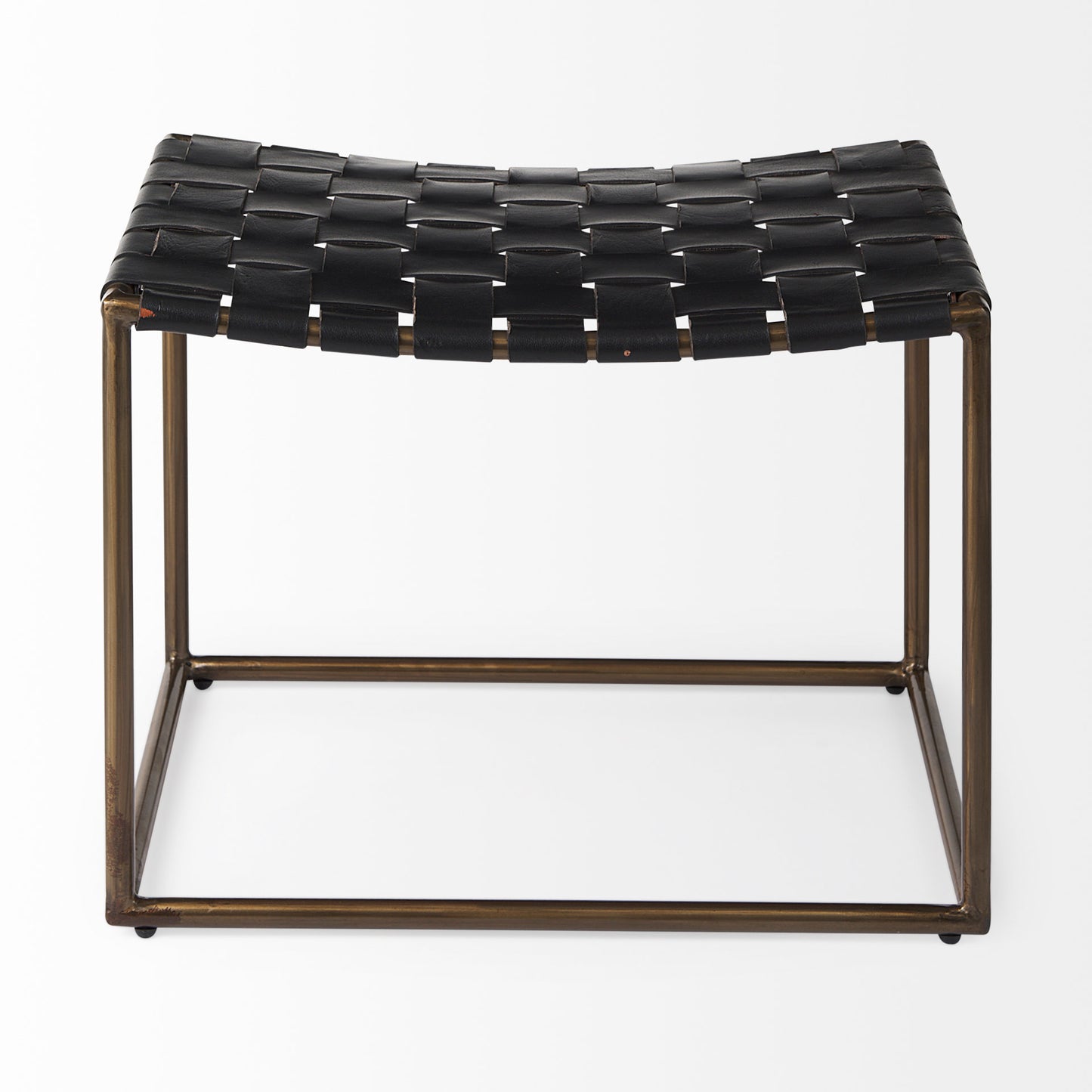 Clarissa Bench Black Leather | Gold Metal - benches