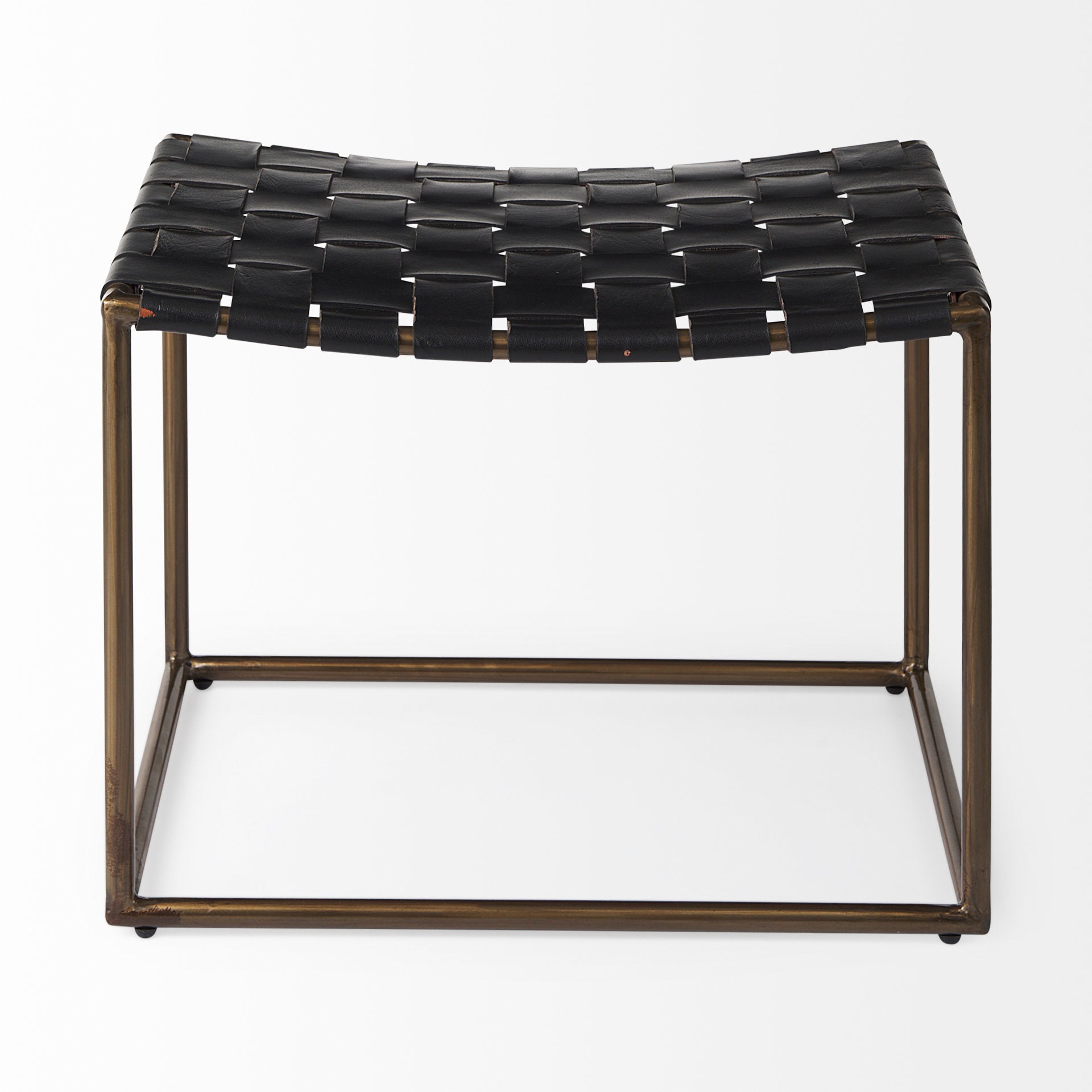 Clarissa Bench Black Leather | Gold Metal - benches