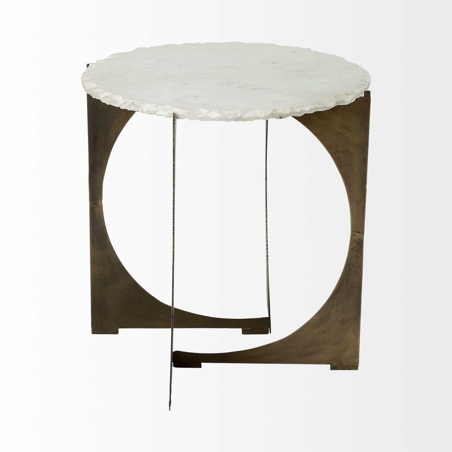 Reinhold End Side Table Marble Top | Gold Metal - end-and-side-tables