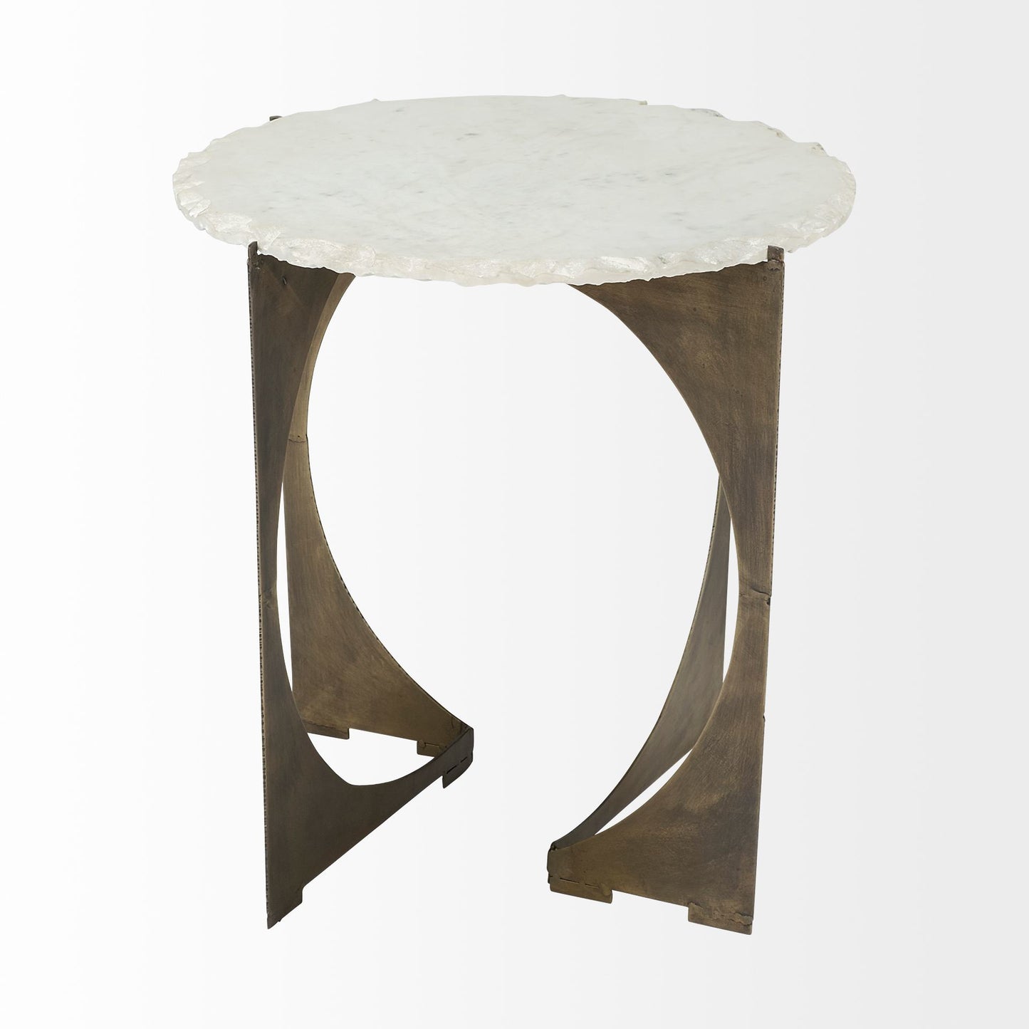 Reinhold End Side Table Marble Top | Gold Metal - end-and-side-tables